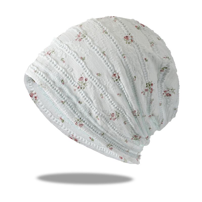 Printed Lace Postpartum Beanie: Breathable, Versatile, Sun-Protective, Slouchy, Large-Size Hat