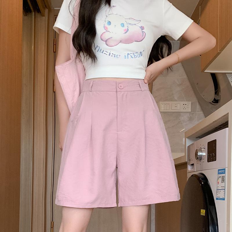 Suit Shorts Women's Summer Thin High Waist Casual Loose Drape Thin Wide Leg Five-point Pants