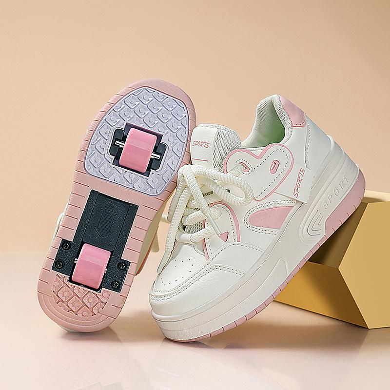 Детские кроссовки на колесах Четырехколесные спортивные ботинки Колесные ролики Съемные Студенческие роликовые кроссовки Обувь