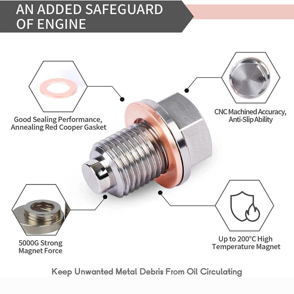 Stainless Steel Oil Drain Plug With Copper Washer Magnetic Drain Plug Reusable Sump Drain Bolt