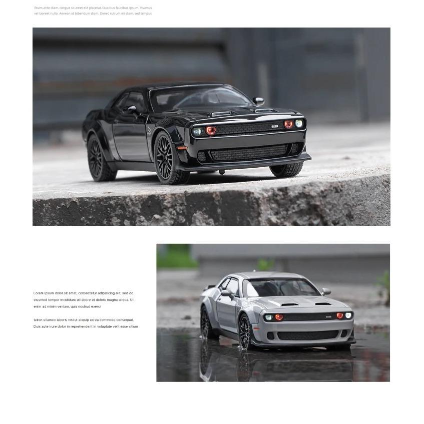 1/32 Dodge Challenger SRT Alloy Sports Car Model Simulation Diecast Metal Toy Muscle Car Model Sound and Light Children's Toys Gift