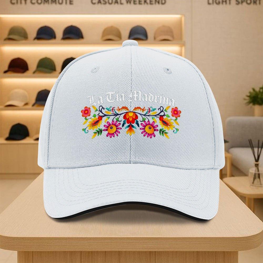 La Tia Madrina Print Baseball Cap Colorful Floral Design Unisex Polyester Casual Snapback Hat