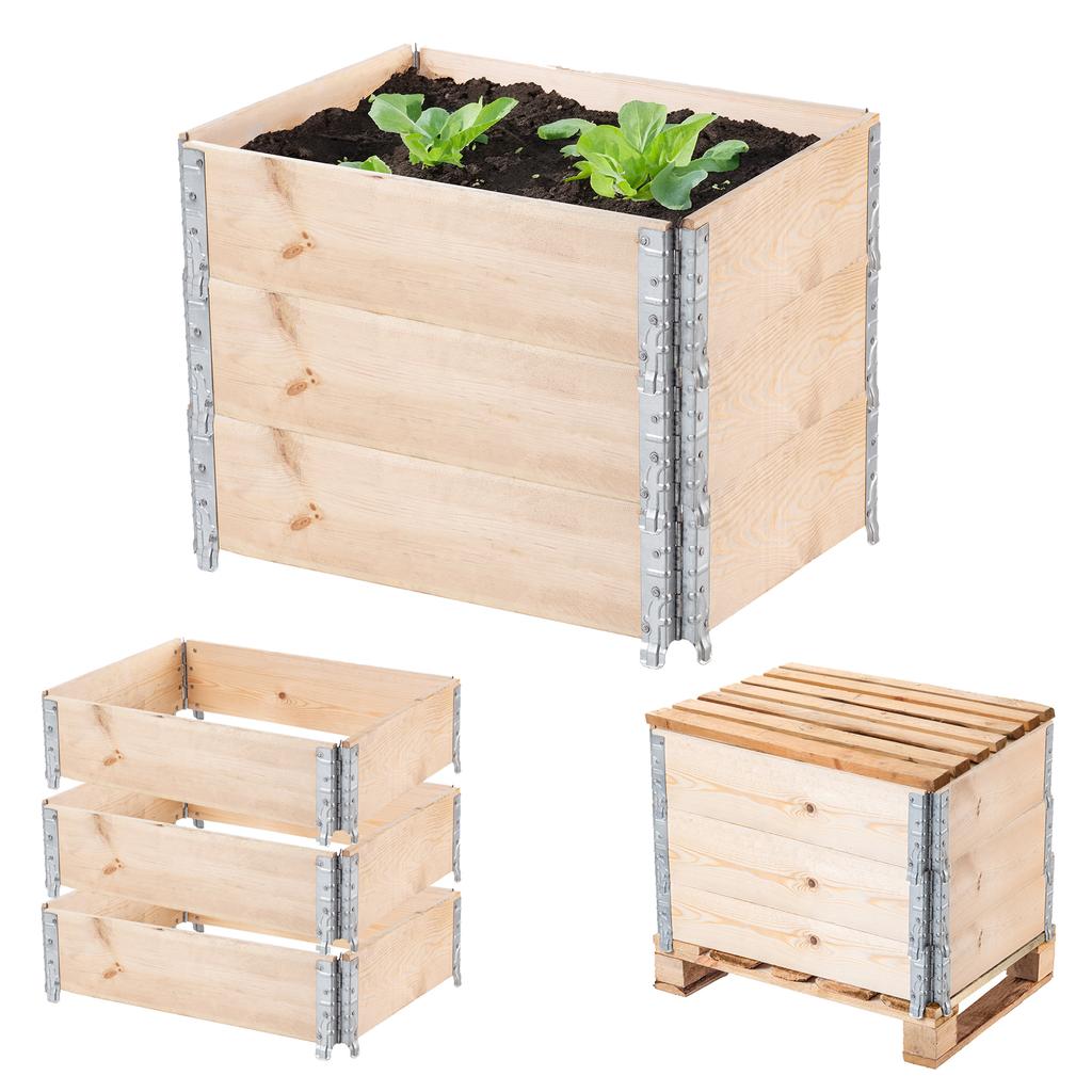 KADAX Wooden Pallet Extension 60x80cm Pallet Container Bed Pack of 3