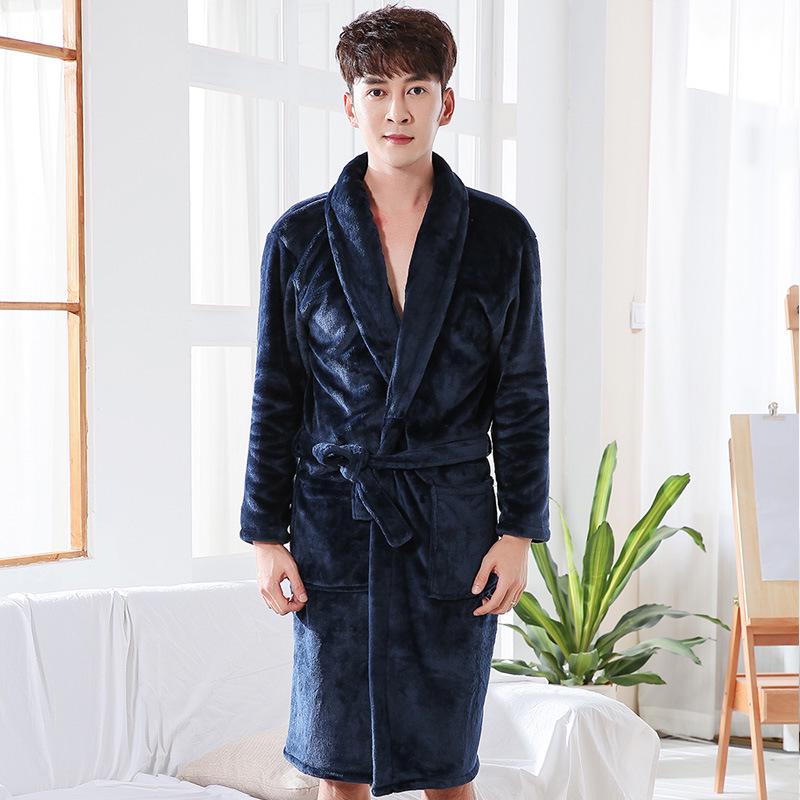 Утолщенная фланелевая ночная рубашка, пижама большого размера на осень и зиму, банный халат из кораллового флиса