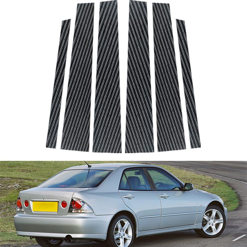 6 шт., карбоновое волокно, центральная часть окна двери автомобиля, средняя стойка, стойка BC, зеркальный эффект, наклейка на отделку, подходит для Fiat 500 2010-2020