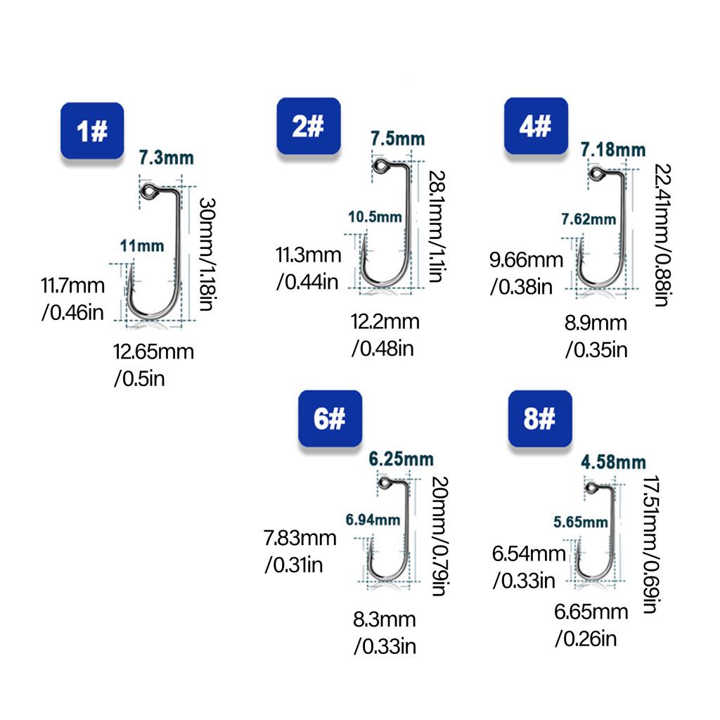 50 шт. рыболовных крючков Aberdeen Jig Hook 90 Degree Jig Hook Set с длинным цевьем из углеродистой стали, V-образный изгиб рыболовного крючка Barbarian Jig Hook