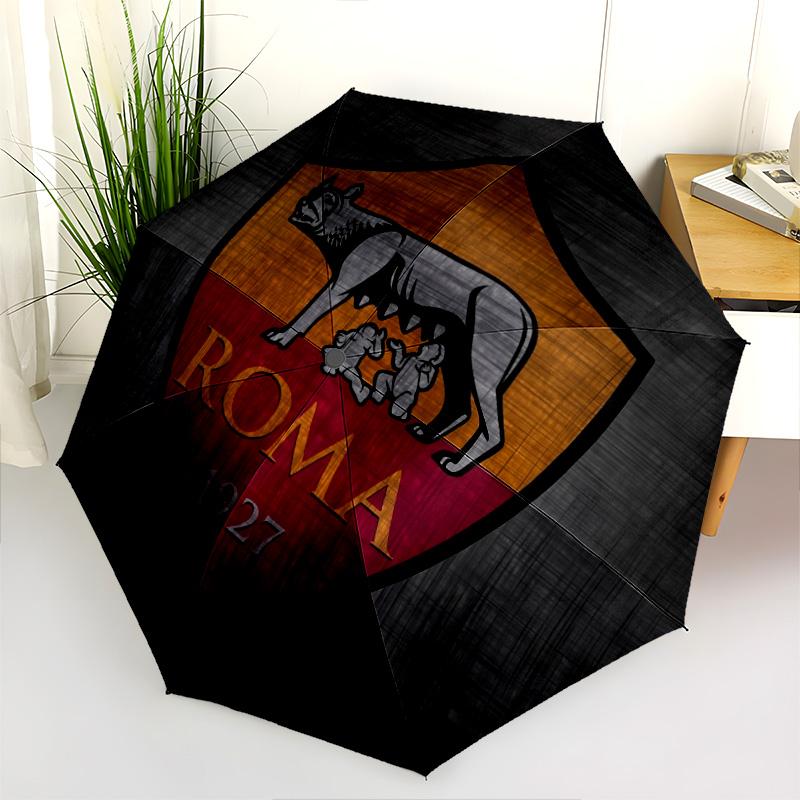 Зонт-автомат с узором AS Roma, портативный и складной дизайн, 8 спиц, рождественский или день рождения.