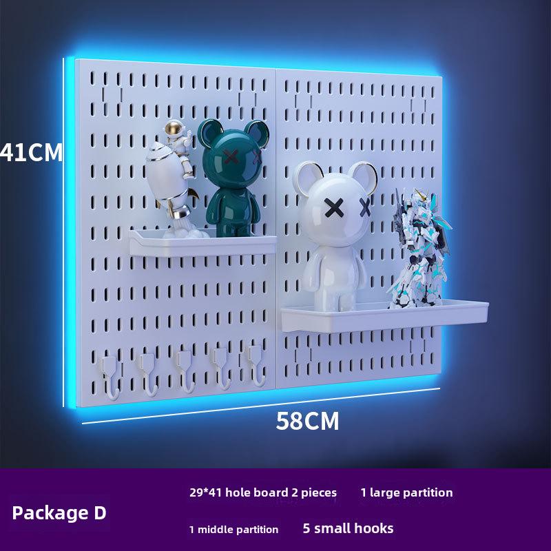 Perforated Wall Shelf for Gaming Room - Hook & Decor Storage Solution (Punch-Free Installation)