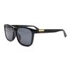 Vintage Logo Plaque Acetate Frame Round Sunglasses Men's Black