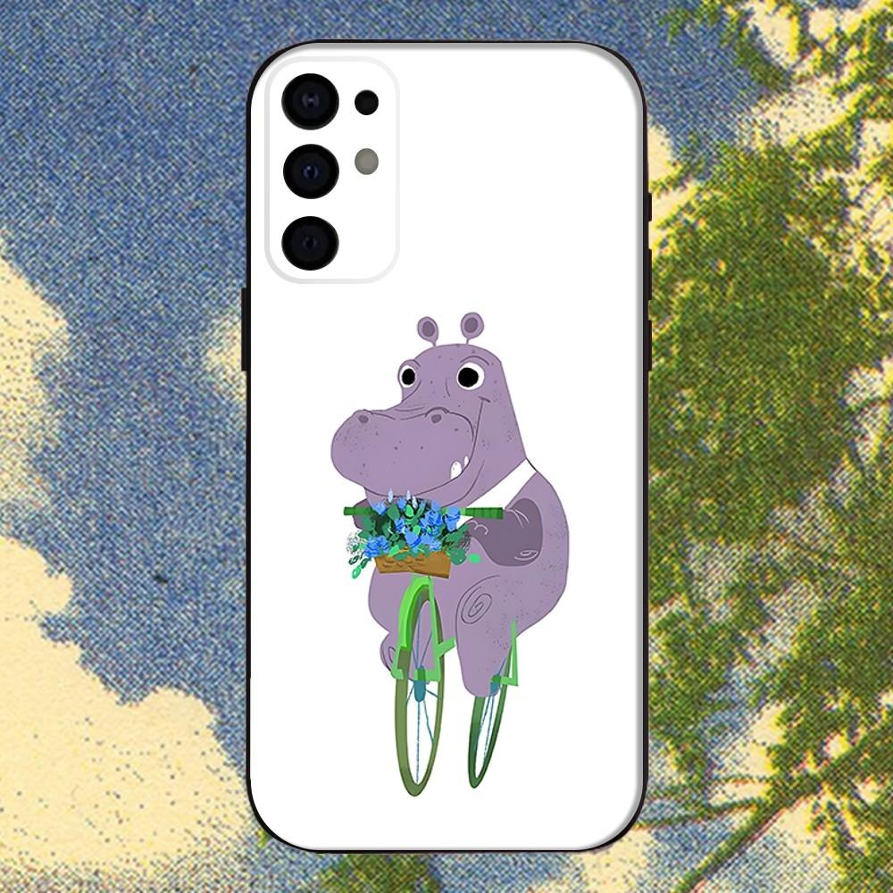 Мультяшный Животный Бегемот Чехол Для Телефона Для Samsung S25,S24,S21,S22,S23,S30,Ultra,S20,Plus,Fe,Lite,Note,10,9,5G Черный Чехол