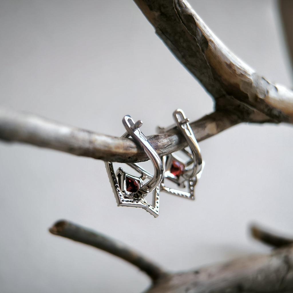 Серебряные серьги с натуральным гранатом 3.399ct (2203988)