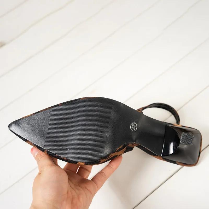 Туфли женские с открытой пяткой женские туфли на высоком каблуке модные туфли-лодочки женские леопардовые туфли с острым носком туфли на тонком каблуке женские босоножки