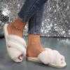 Женская обувь на плоской подошве на низком каблуке, женские милые теплые плюшевые тапочки, женские шлепанцы с жемчугом, милые пушистые меховые тапочки с перекрестной завязкой
