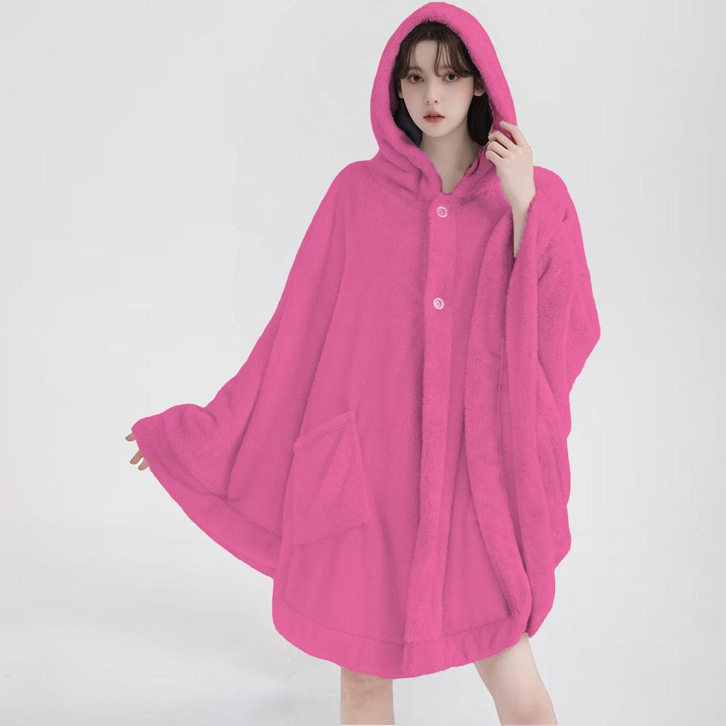 Женский махровый халат с капюшоном - Впитывающий, Не линяющий, Шерстяной длинный халат