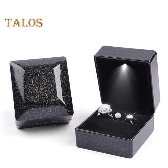 Светящаяся шкатулка для колец со светодиодной подсветкой Компактная портативная мягкая подкладка для помолвочных колец Подарочная коробка для ювелирных изделий