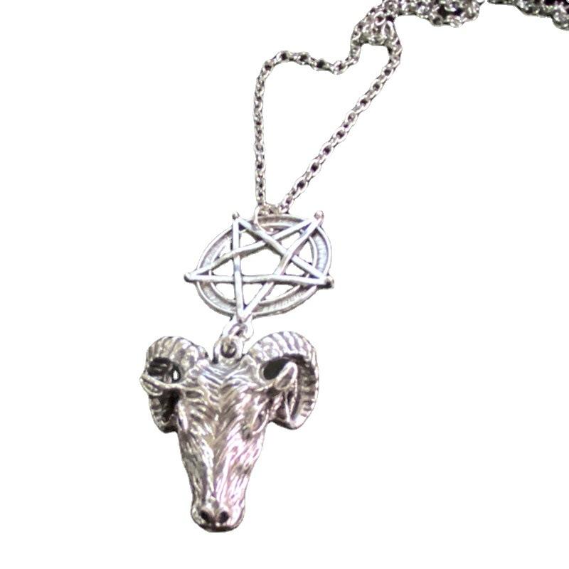 Унисекс Серебряная Подвеска в виде Головы Быка - Длинная Цепочка Простая Звезда Животное Сплав Европейский Стиль Ювелирные Изделия