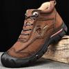 Осенние/зимние кожаные ботинкиМужские походные ботинки с высоким верхом из плюшевой кожи и хлопка для активного отдыха, большой размер 39-46