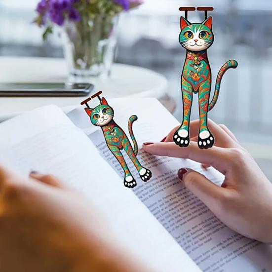 Cute Cat Bookmarks Acrylic Creative Page Marker Reading Companion Cat Bookmark Gift for Bookworms Students Teachers
