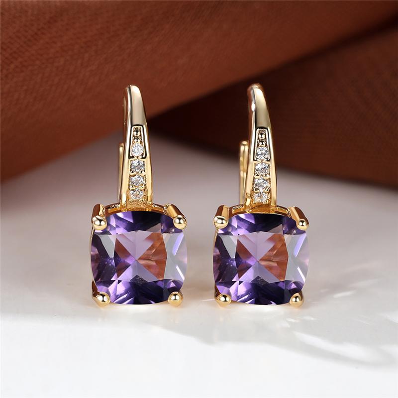 Серьги-кольца Mystic Rainbow Princess с огранкой камня для женщин, винтажные серьги золотого цвета для вечеринки и свадьбы