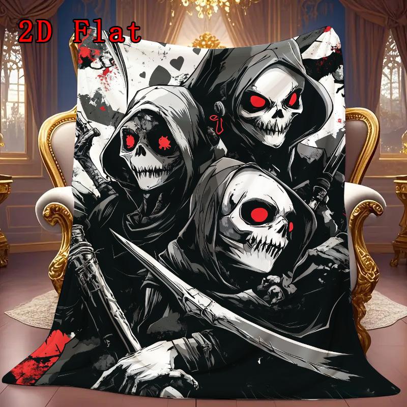 Grim Reaper 2D Flat Pattern Flannel Blanket High quality All Seasons Warmth and Comfort Perfect for Christmas Gifts.MMT0918275