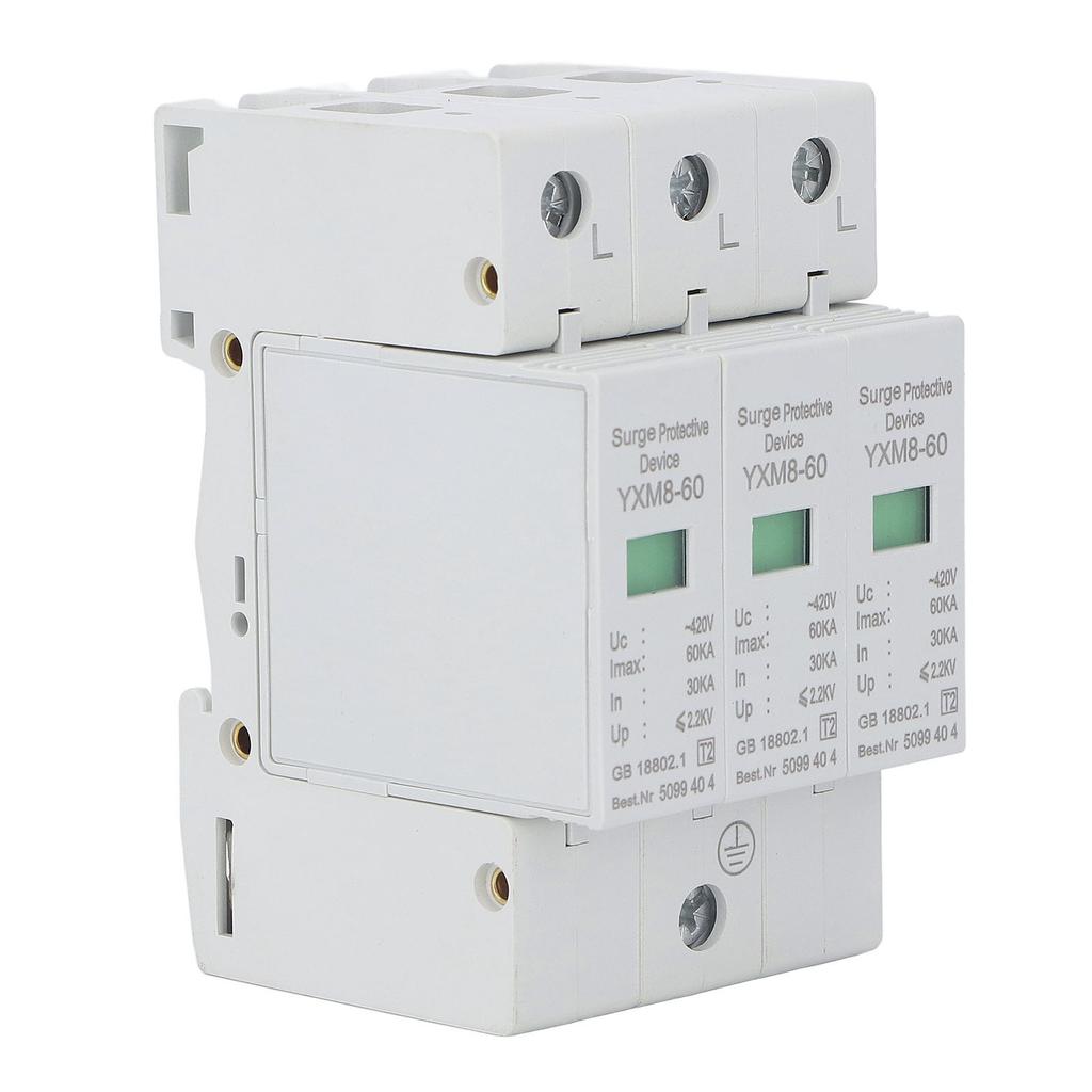 Устройство защиты от импульсных перенапряжений 3P Огнестойкий материал ПК Модуль защиты от перенапряжения Разрядник 60 кА 420 В