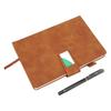 Notebook PU Lther Cover Ribbon Bookmark Ink Proof Thick Paper Ruled Paper Notebook with Pen for   Travel