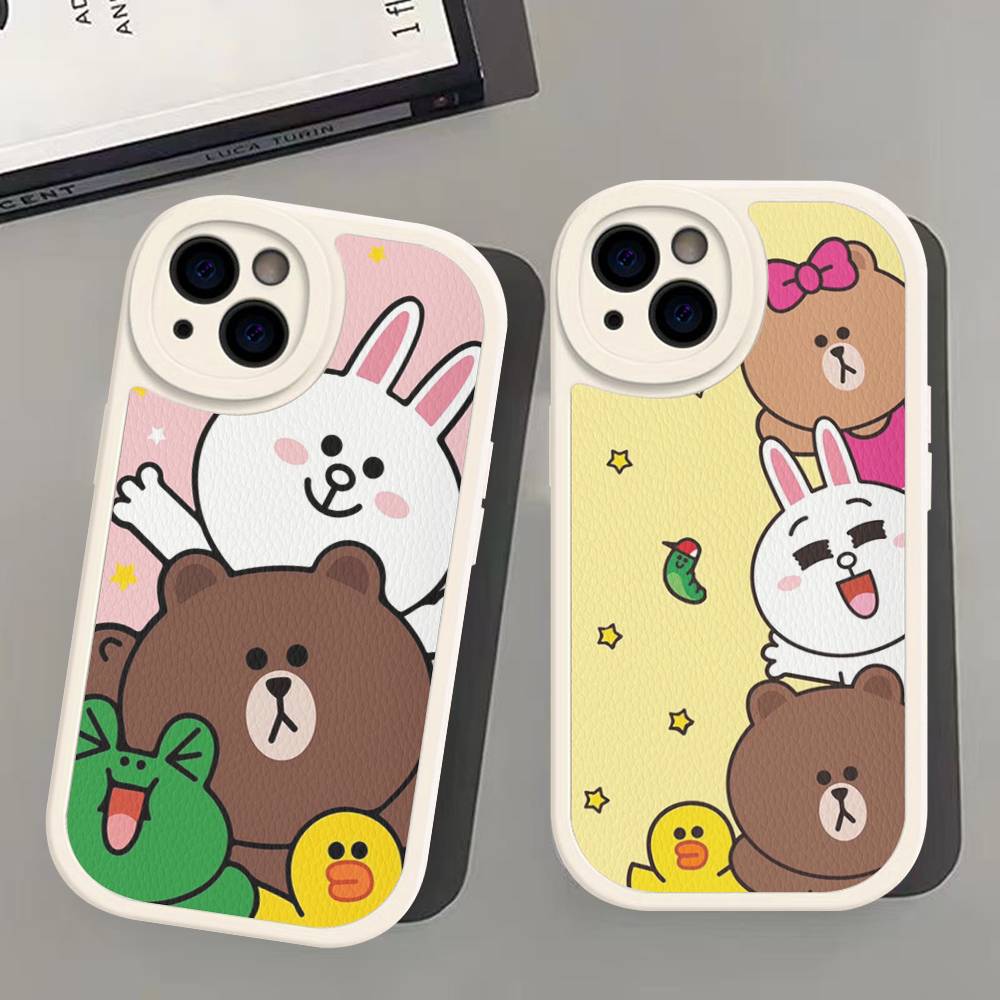 Cartoon Cute C-Cony B-Brown Phone Case For IPhone 16 15 14 13 12 11 Pro Max Plus Shockproof Leather Cover
