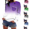 Women's Fashion Long Sleeve Autumn Gradient Striped Print Loose Long Sleeve Crew-neck Hoodie Top
