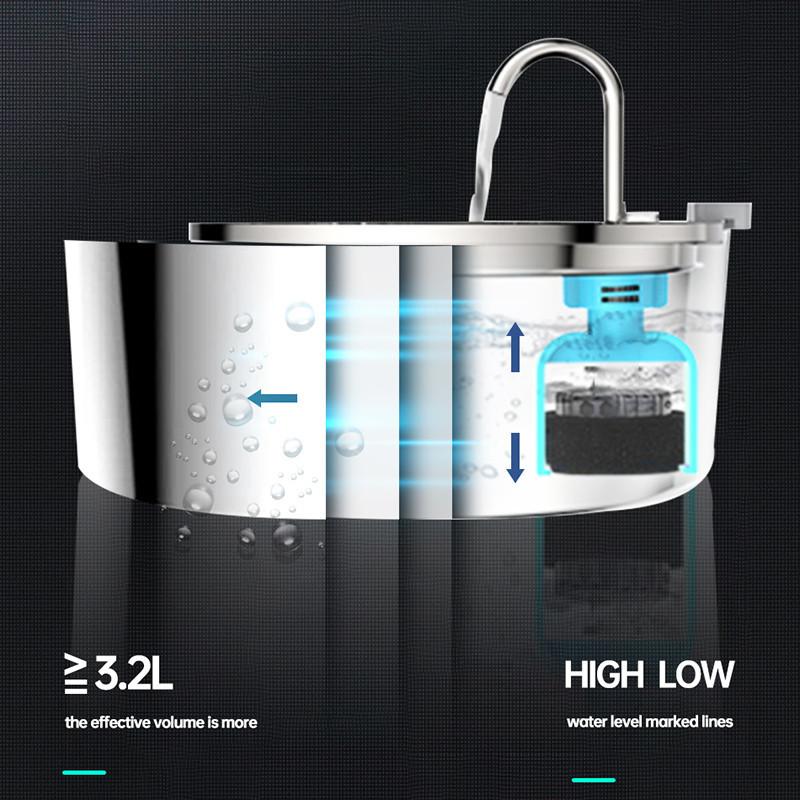 3.2 л Автоматическая поилка для кошек, Питомец, Умный индукционный дозатор воды, USB, Нержавеющая сталь, Принадлежности для питья воды для домашних животных, Устройство