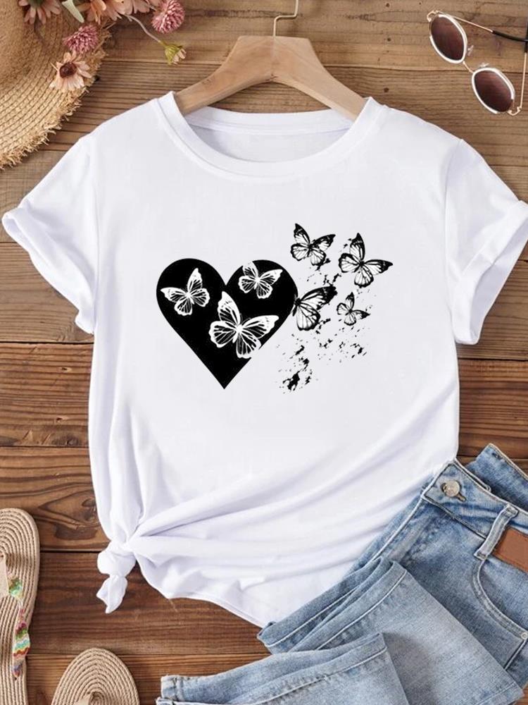 (Asian Size) Women T Shirt Letter Trend Cute 90s Style Short Sleeve Tee Top Clothing Fashion Print Lady Casual Female Graphic T-shirts