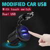 12V-24V Car Cigarette Lighter Socket Dual QC3.0 Charge USB Blue Light Waterproof
