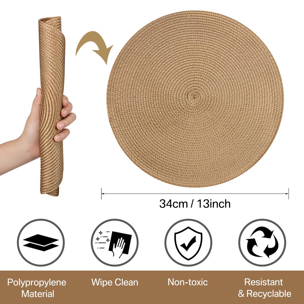 12 шт. Круглый плетеный коврик для стола, моющиеся салфетки, нескользящие подставки под столовые приборы, подставки под миски, домашний декор для кухни, подставки под чашки