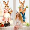 CHUNNIN 2Pcs Extra Large Easter Bunny Window Clings Spring Easter Window Decorations Vintage Easter Window Stickers Farmhouse Rustic Rabbit Carrots
