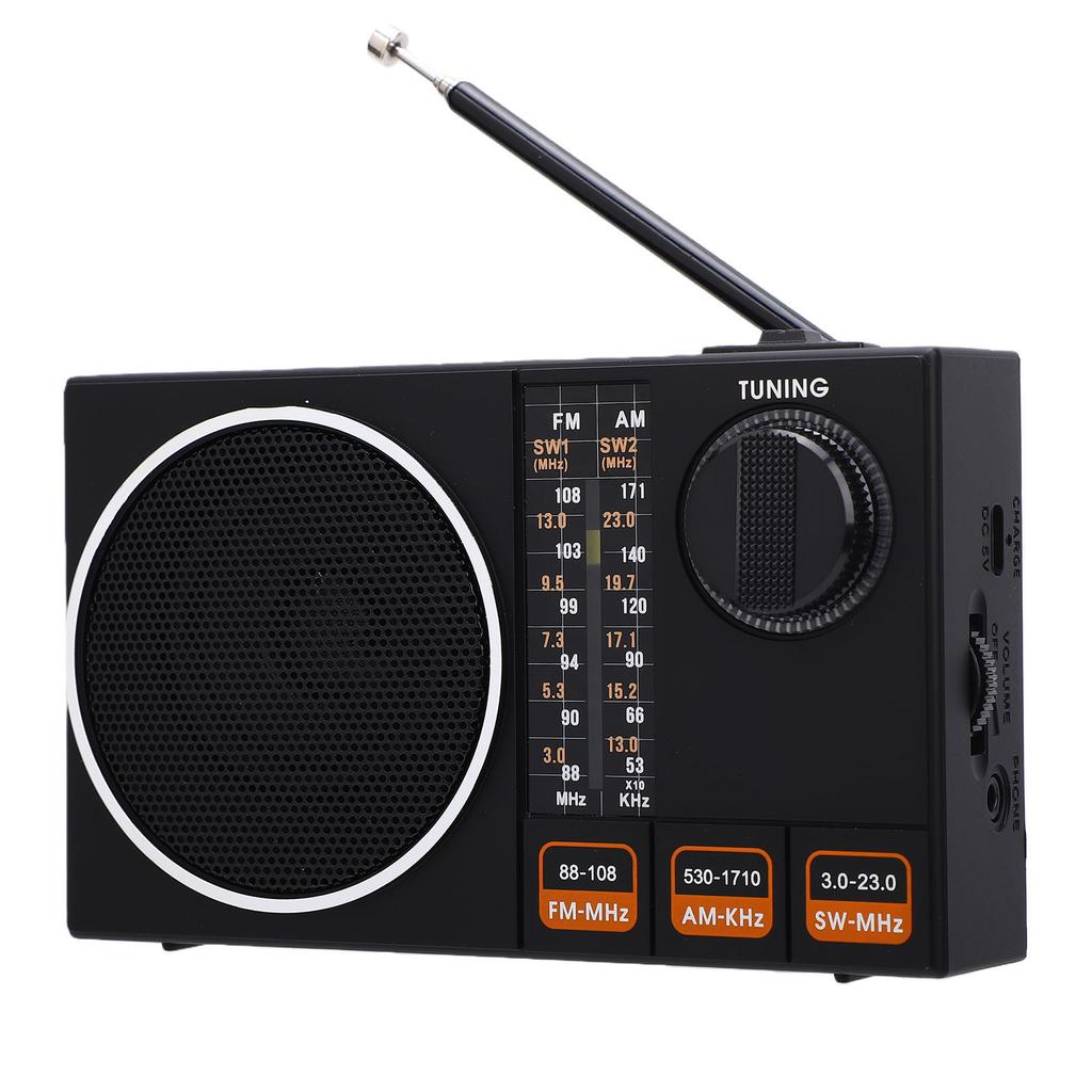 Портативное радио FM AM SW Полный диапазон USB-зарядка Многофункциональное с выдвижной антенной