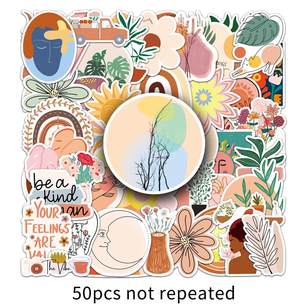 50 Bohemian Personalized Graffiti Small Fresh Nordic Style DIY Skateboard Suitcase Stickers Waterproof