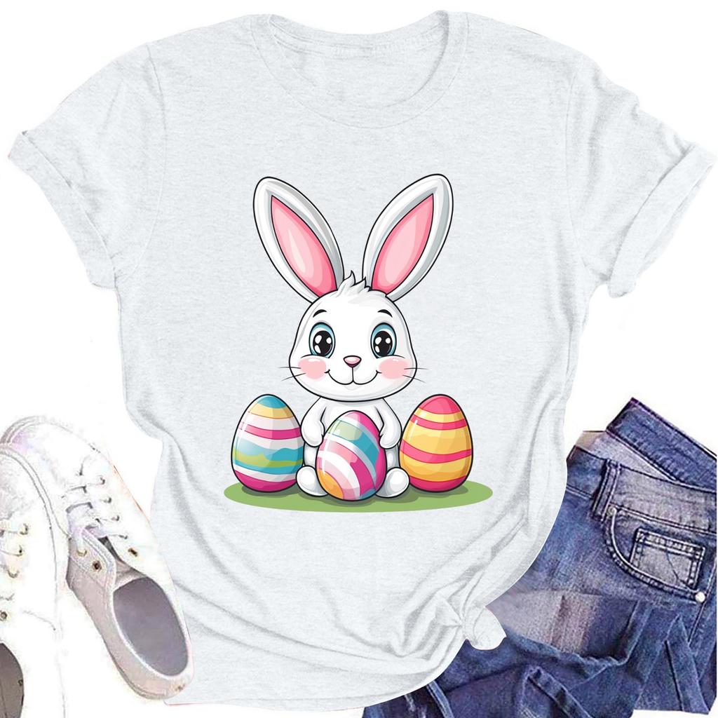 Women's Printed Round Neck Short-sleeved T-shirt Top