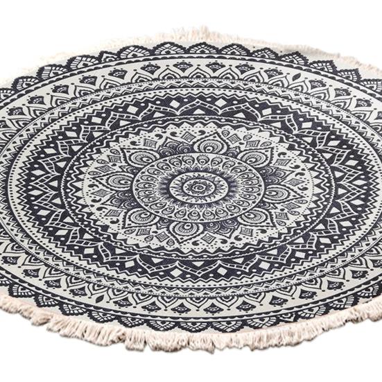 Круглый коврик с кисточкой из полиэстера, удобный напольный ковер для хранения для спальни