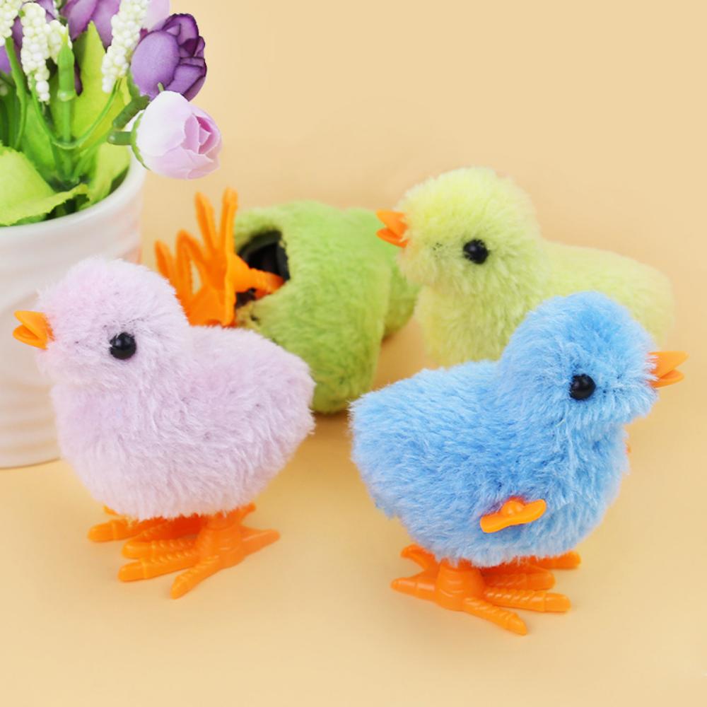 1PC Random Chick Wind Up Toys Cute Plush Simulation Educational Walking Chicken Chain Winding Animals Toy Gift for Kids Pet Cat