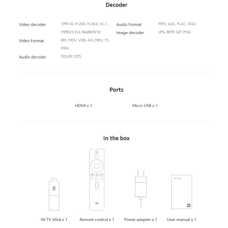 Медиаприставка Xiaomi Mi TV Stick