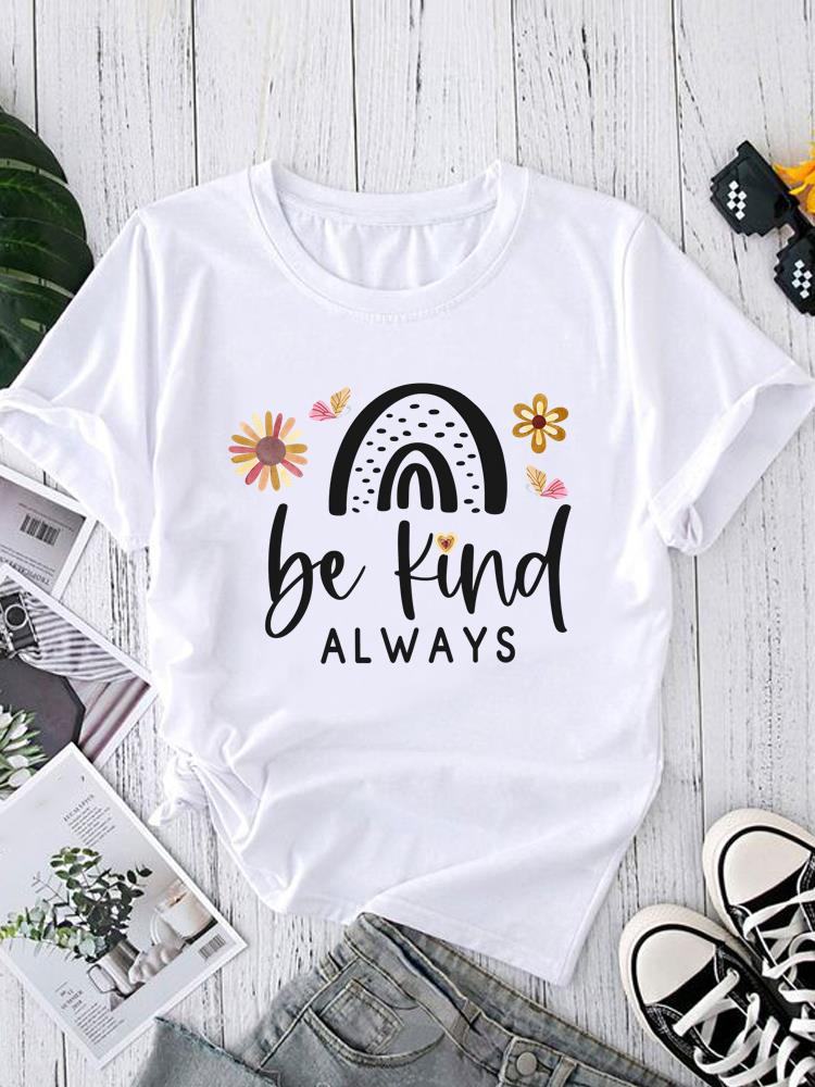 (Азиатский размер) Женская футболка с круглым вырезом, принтованная, с коротким рукавом, стиль letter, милая, модная, женская, повседневная одежда, графическая футболка