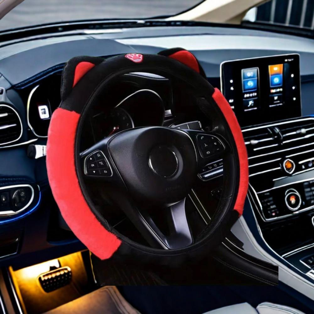 Чехол на руль для котенка Мультяшный чехол на ручку автомобиля Милые автомобильные аксессуары Для 14,5-15 ДЮЙМОВ