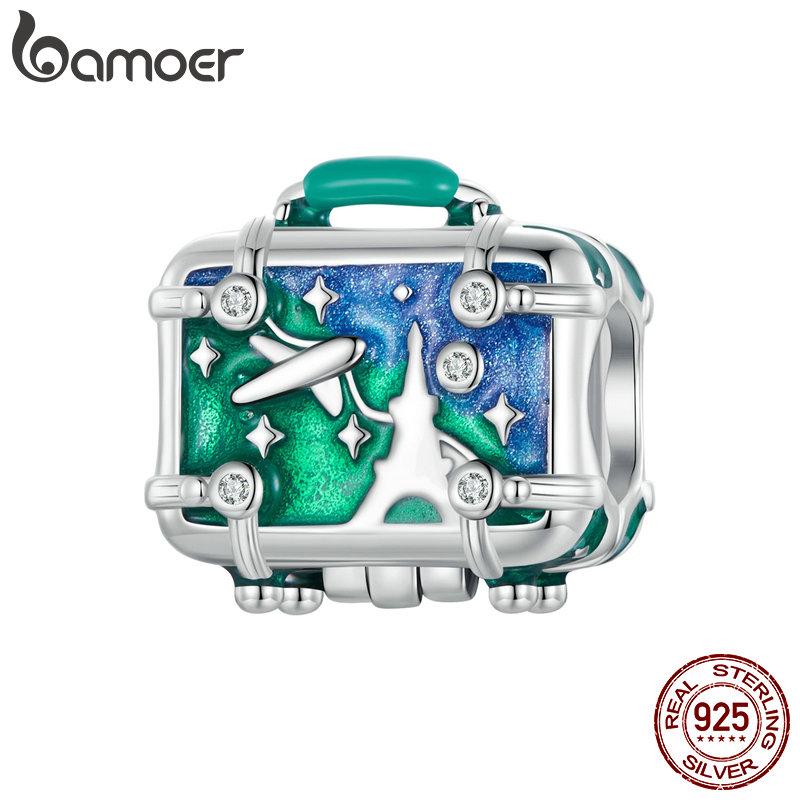 BAMOER Стерлингового Серебра 925 пробы Выпускной сезон Подвески Бусины Открывающийся Чемодан Висячие Подходят Оригинальный Браслет Ювелирные Изделия