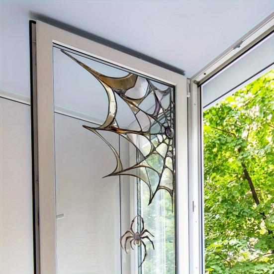 Spiderweb Window Sticker Halloween Waterproof Spooky Spider Sticker Window Corner Spiderweb Static Cling Decal for Horror Themed Party Decoration