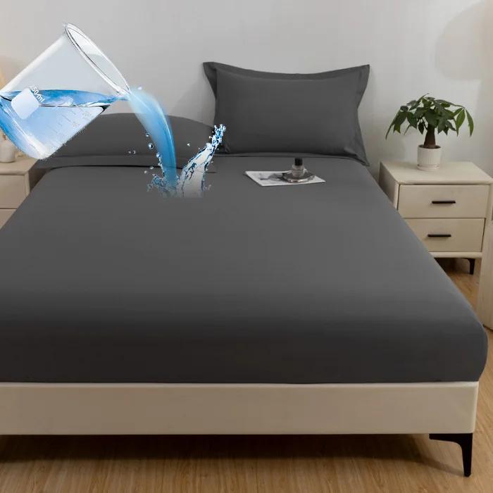 1PC Waterproof Fitted Sheet Soft Comfortable Breathable Bedding 360 Degree Full Surround Mattress Cover for Single Double Bed