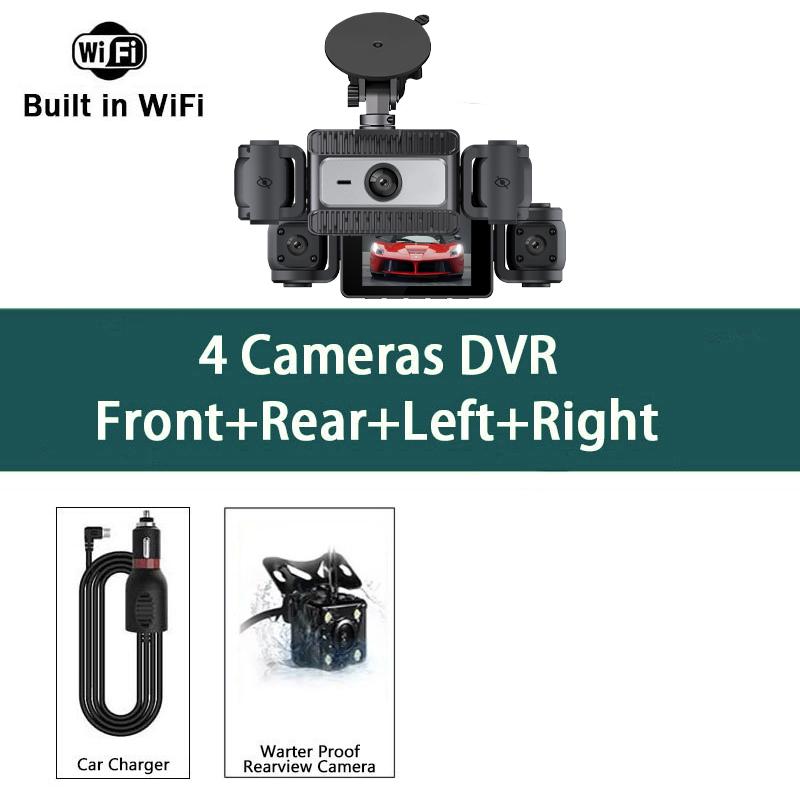 4 Cameras 360° Full HD 1080P Car DVR Wifi Dash Cam 4 Channel Dashcam Video Recorder WDR Night Vision Black Box Cabin Camera