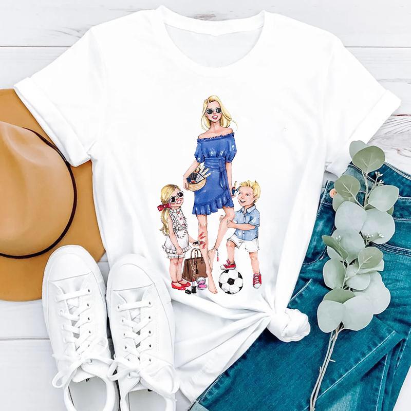 Простая женская одежда больших размеров с принтом на тему Дня матери, стильные женские футболки из чистого хлопка с круглым вырезом и короткими рукавами