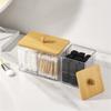 Sturdy Wood Lid Qtip Holder Storage Container Convenient for Bathroom Cotton Covers Swabs Pad and Hair Bands Organizers