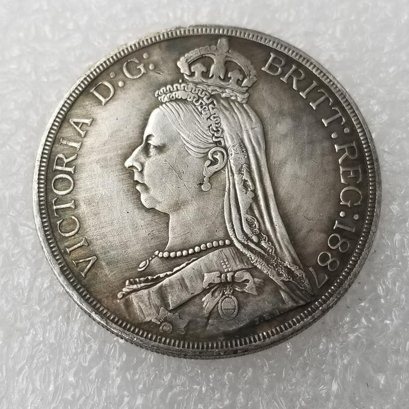 Британская винтажная памятная монета 1887 года, латунь, серебряное покрытие, коллекционный подарок для церемонии