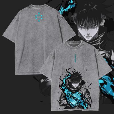 Jujutsu Kaisen Фушигуро Мегуми Футболка Манга Графика Хлопковая Футболка Оверсайз Уютные Футболки с Коротким Рукавом Мужская Женская Одежда