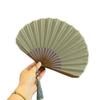 Cotton Linen Cloth Folding Hand Fan Bamboo Frame Solid Color Retro Handheld Fan Decoration with Tassel Mini Shell Fan